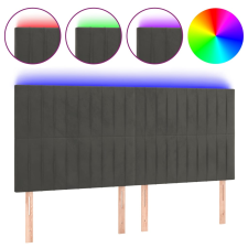 vidaXL sötétszürke bársony LED-es fejtámla 160x5x118/128 cm (3122717) ágy és ágykellék