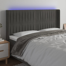 vidaXL sötétszürke bársony LED-es fejtámla 183x16x118/128 cm ágy és ágykellék