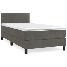 vidaXL sötétszürke bársony rugós ágy matraccal 100 x 200 cm (3141228) ágy és ágykellék