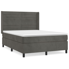 vidaXL sötétszürke bársony rugós ágy matraccal 140x190 cm (3132736) ágy és ágykellék