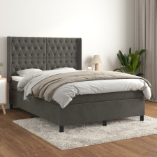 vidaXL sötétszürke bársony rugós ágy matraccal 140x200 cm ágy és ágykellék