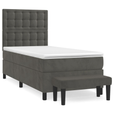 vidaXL sötétszürke bársony rugós ágy matraccal 80 x 200 cm (3138050) ágy és ágykellék