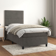 vidaXL sötétszürke bársony rugós ágy matraccal 90 x 200 cm ágy és ágykellék