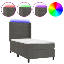 vidaXL sötétszürke bársony rugós és LED-es ágy matraccal 100x200 cm (3139608) ágy és ágykellék