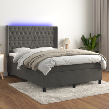 vidaXL sötétszürke bársony rugós és LED-es ágy matraccal 140x190 cm ágy és ágykellék