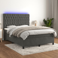 vidaXL sötétszürke bársony rugós és LED-es ágy matraccal 140x200 cm ágy és ágykellék