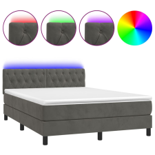vidaXL sötétszürke bársony rugós és LED-es ágy matraccal 140x200 cm (3134586) ágy és ágykellék