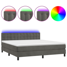 vidaXL sötétszürke bársony rugós és LED-es ágy matraccal 160x200 cm (3134652) ágy és ágykellék
