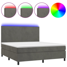 vidaXL sötétszürke bársony rugós és LED-es ágy matraccal 160x200 cm (3136012) ágy és ágykellék