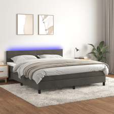 vidaXL sötétszürke bársony rugós és LED-es ágy matraccal 180x200 cm ágy és ágykellék