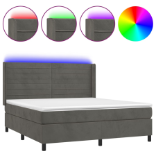 vidaXL sötétszürke bársony rugós és LED-es ágy matraccal 180x200 cm (3139638) ágy és ágykellék