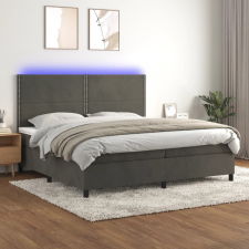 vidaXL sötétszürke bársony rugós és LED-es ágy matraccal 200x200 cm ágy és ágykellék