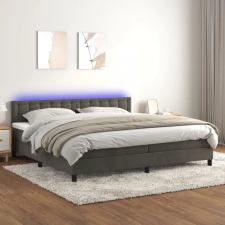 vidaXL sötétszürke bársony rugós és LED-es ágy matraccal 200x200 cm ágy és ágykellék