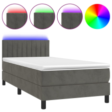 vidaXL sötétszürke bársony rugós és LED-es ágy matraccal 90x190 cm (3134496) ágy és ágykellék