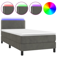 vidaXL sötétszürke bársony rugós és LED-es ágy matraccal 90x200 cm (3134322) ágy és ágykellék