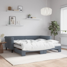 vidaXL sötétszürke kihúzható bársony heverő matraccal 90 x 190 cm ágy és ágykellék