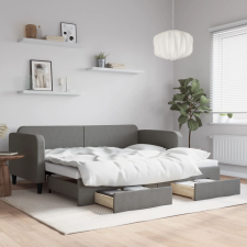 vidaXL sötétszürke kihúzható szövet heverő fiókkal 90 x 190 cm ágy és ágykellék