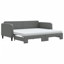 vidaXL sötétszürke kihúzható szövet heverő matracokkal 90 x 190 cm (3196845) ágy és ágykellék