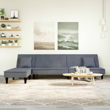 vidaXL sötétszürke L-alakú bársony kanapéágy 255x140x70 cm bútor