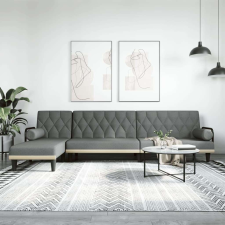 vidaXL sötétszürke L-alakú bársony kanapéágy 260x140x70 cm bútor