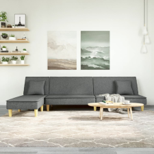 vidaXL sötétszürke L-alakú szövet kanapéágy 255x140x70 cm bútor