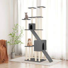 vidaXL sötétszürke macskabútor szizál kaparófákkal 190 cm macskabútor