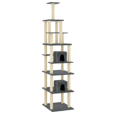 vidaXL sötétszürke macskabútor szizál kaparófákkal 216 cm (171529) macskafelszerelés
