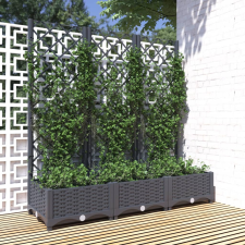 vidaXL sötétszürke PP rácsos kerti ültetőláda 120 x 40 x 121,5 cm kerti tárolás