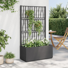 vidaXL sötétszürke PP rácsos kerti ültetőláda 80 x 36 x 140 cm kerti tárolás
