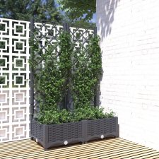 vidaXL sötétszürke PP rácsos kerti ültetőláda 80 x 40 x 121,5 cm kerti tárolás