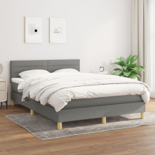 vidaXL sötétszürke szövet rugós ágy matraccal 140 x 190 cm ágy és ágykellék