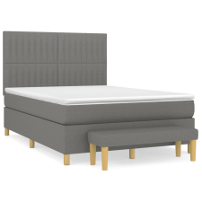 vidaXL sötétszürke szövet rugós ágy matraccal 140 x 190 cm (3137310) ágy és ágykellék