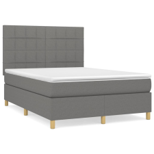 vidaXL sötétszürke szövet rugós ágy matraccal 140 x 190 cm (3142330) ágy és ágykellék