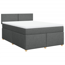 vidaXL sötétszürke szövet rugós ágy matraccal 140 x 190 cm (3286669) ágy és ágykellék