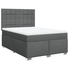 vidaXL sötétszürke szövet rugós ágy matraccal 140 x 190 cm (3290484) ágy és ágykellék