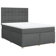 vidaXL sötétszürke szövet rugós ágy matraccal 140 x 190 cm (3291276) ágy és ágykellék