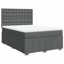 vidaXL sötétszürke szövet rugós ágy matraccal 140 x 190 cm (3291678) ágy és ágykellék