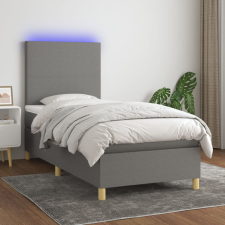 vidaXL sötétszürke szövet rugós és LED-es ágy matraccal 100x200 cm ágy és ágykellék
