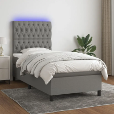 vidaXL sötétszürke szövet rugós és LED-es ágy matraccal 100x200 cm ágy és ágykellék