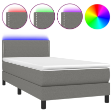 vidaXL sötétszürke szövet rugós és LED-es ágy matraccal 100x200 cm (3133054) ágy és ágykellék