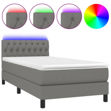 vidaXL sötétszürke szövet rugós és LED-es ágy matraccal 100x200 cm (3133374) ágy és ágykellék