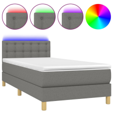 vidaXL sötétszürke szövet rugós és LED-es ágy matraccal 100x200 cm (3134014) ágy és ágykellék
