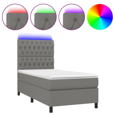 vidaXL sötétszürke szövet rugós és LED-es ágy matraccal 100x200 cm (3135094) ágy és ágykellék