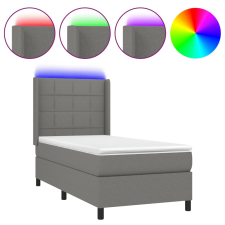 vidaXL sötétszürke szövet rugós és LED-es ágy matraccal 100x200 cm (3138294) ágy és ágykellék