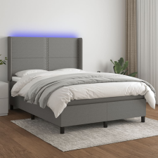 vidaXL sötétszürke szövet rugós és LED-es ágy matraccal 140x190 cm ágy és ágykellék