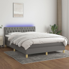vidaXL sötétszürke szövet rugós és LED-es ágy matraccal 140x190 cm ágy és ágykellék