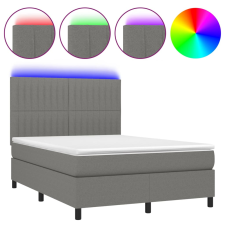 vidaXL sötétszürke szövet rugós és LED-es ágy matraccal 140x190 cm (3135030) ágy és ágykellék