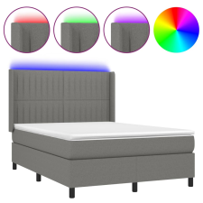 vidaXL sötétszürke szövet rugós és LED-es ágy matraccal 140x190 cm (3138470) ágy és ágykellék