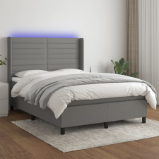 vidaXL sötétszürke szövet rugós és LED-es ágy matraccal 140x200 cm ágy és ágykellék