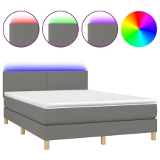 vidaXL sötétszürke szövet rugós és LED-es ágy matraccal 140x200 cm (3132998) ágy és ágykellék